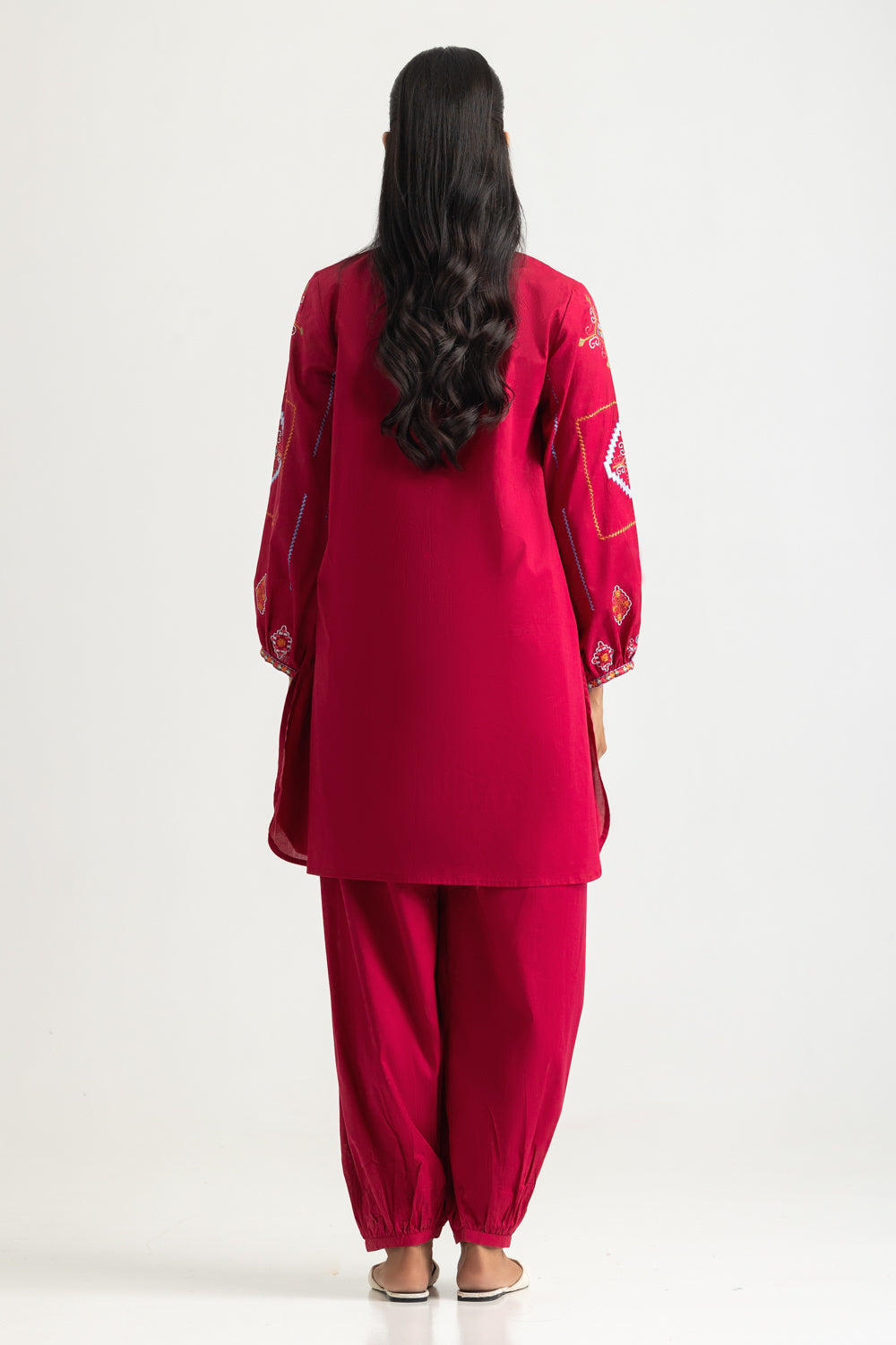 Cambric Embroidered Shirt And Dyed Trouser