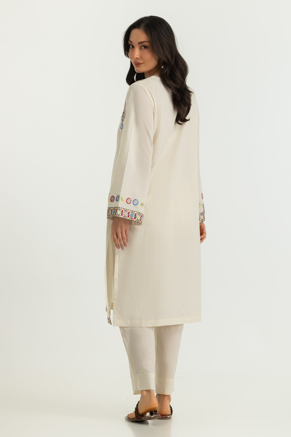 Cambric Embroidered Shirt And Dyed Trouser