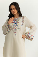 Cambric Embroidered Shirt And Dyed Trouser