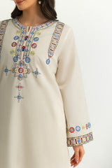 Cambric Embroidered Shirt And Dyed Trouser