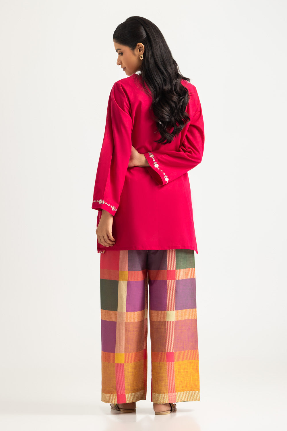 Cambric Embroidered Shirt And Printed Trouser