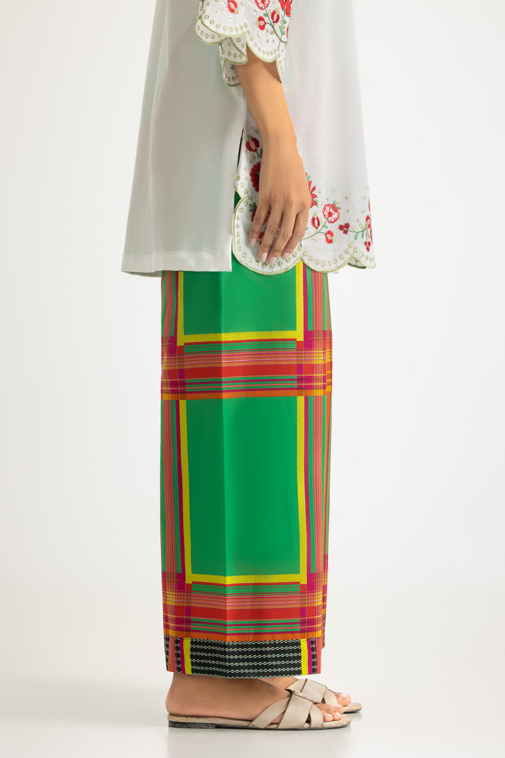 Cambric Embroidered Shirt With Printed Trouser