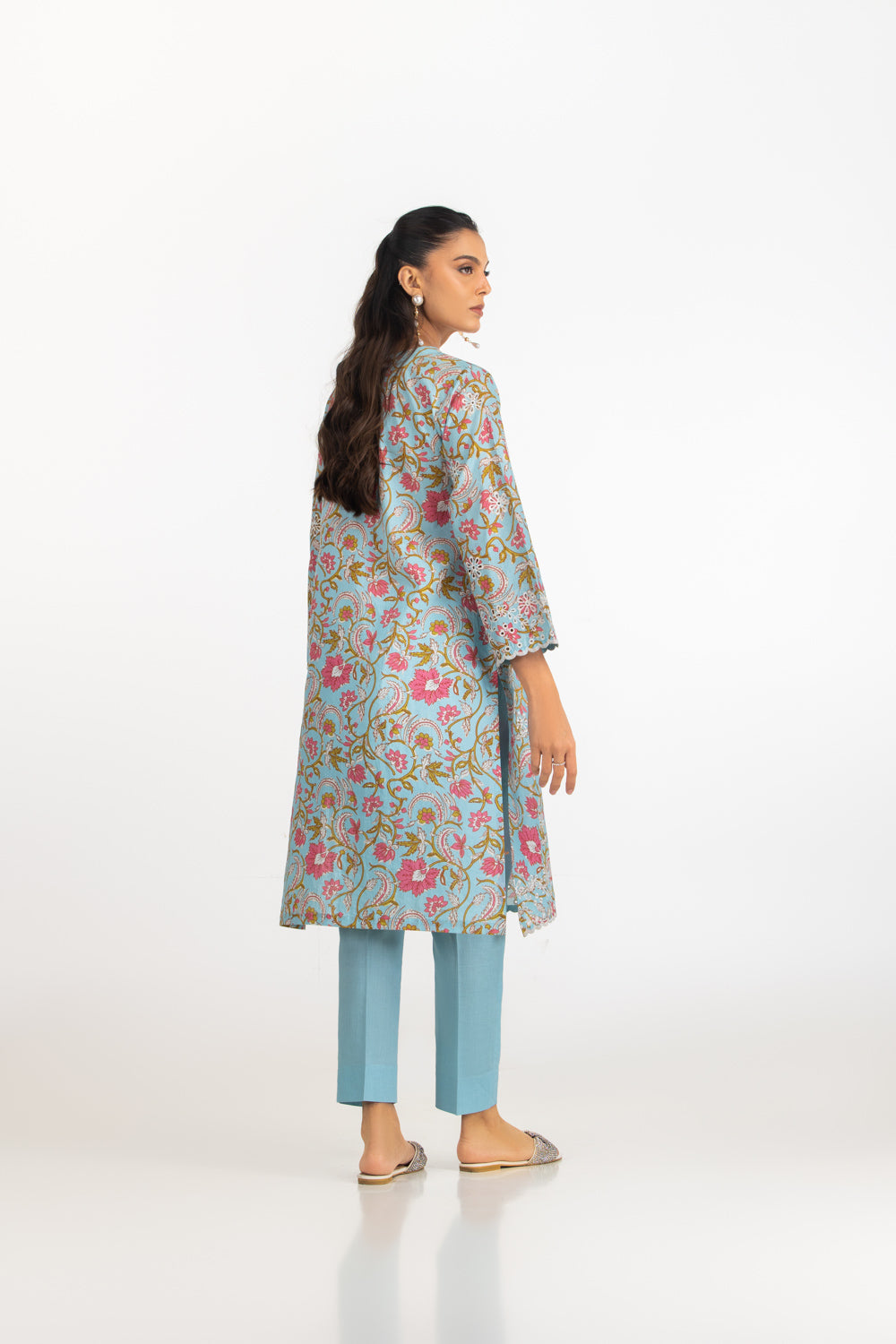 Cambric Printed Co-Ord Set With Embroidered