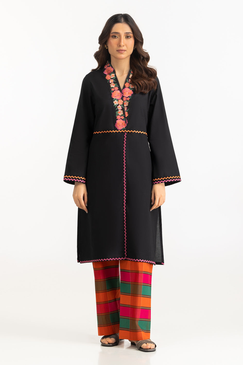 Cambric Printed Co-Ord Set With Embroidered