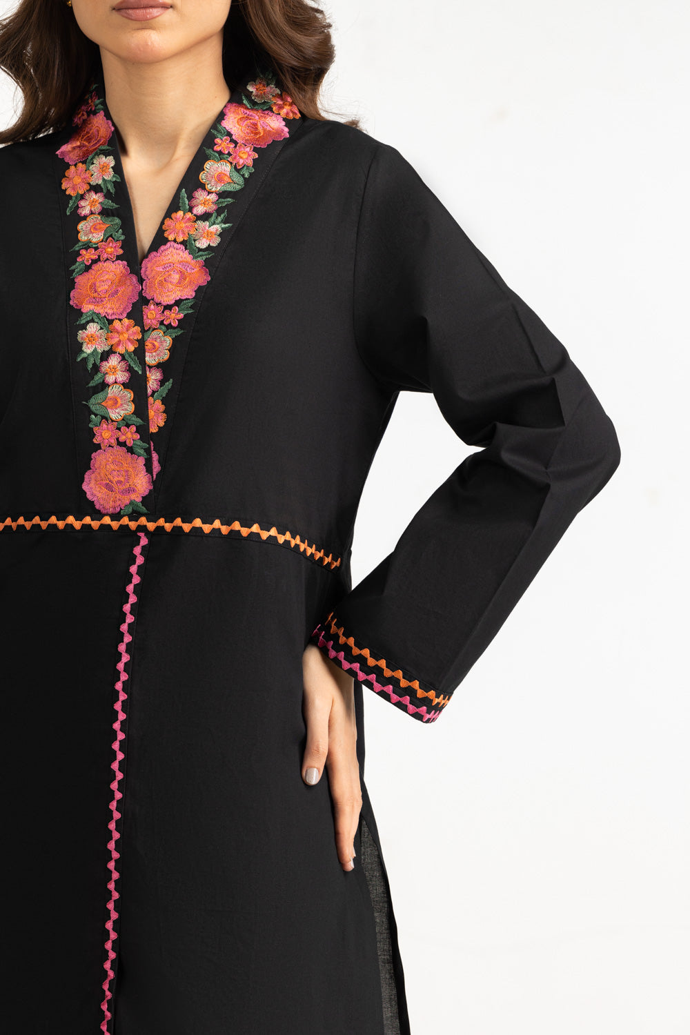 Cambric Printed Co-Ord Set With Embroidered