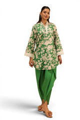 Cambric Printed Co-Ord Set With Embroidered