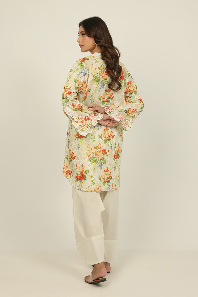 Cambric Printed Co-Ord Set With Embroidered