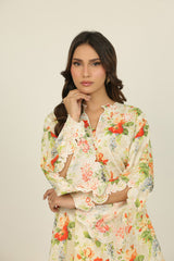 Cambric Printed Co-Ord Set With Embroidered