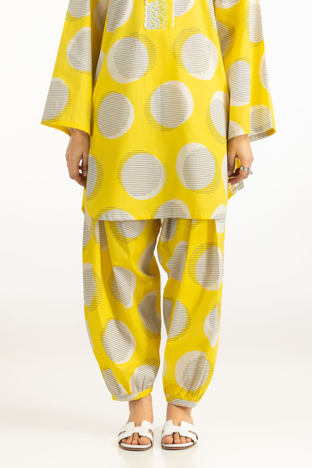 Cambric Printed Co-Ord Set With Embroidered