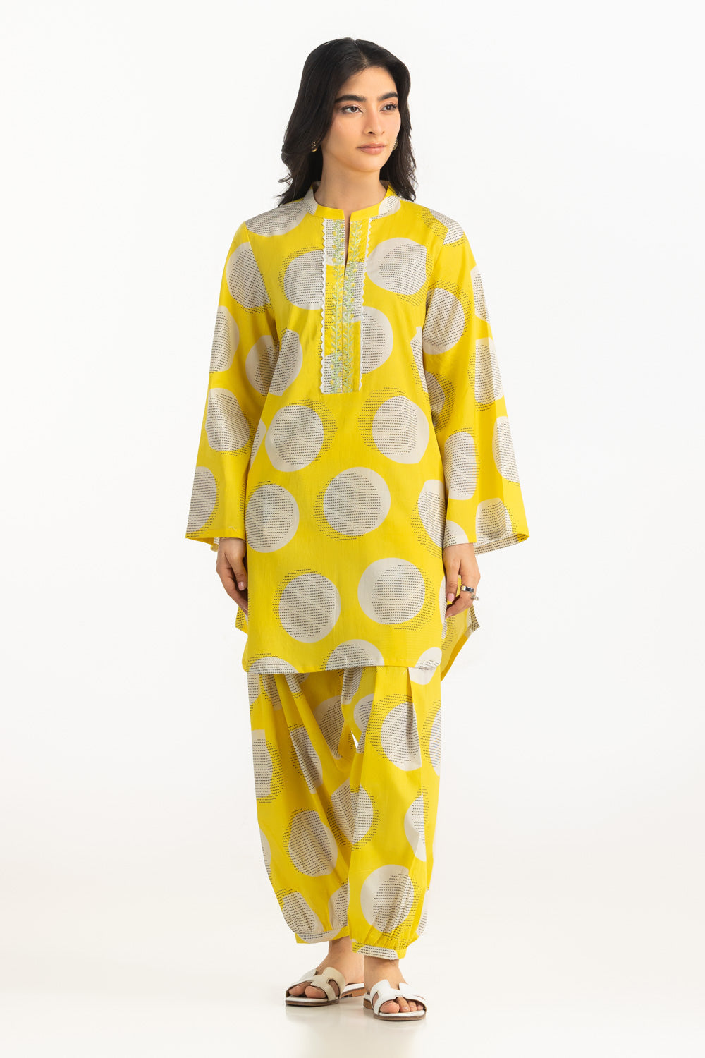 Cambric Printed Co-Ord Set With Embroidered