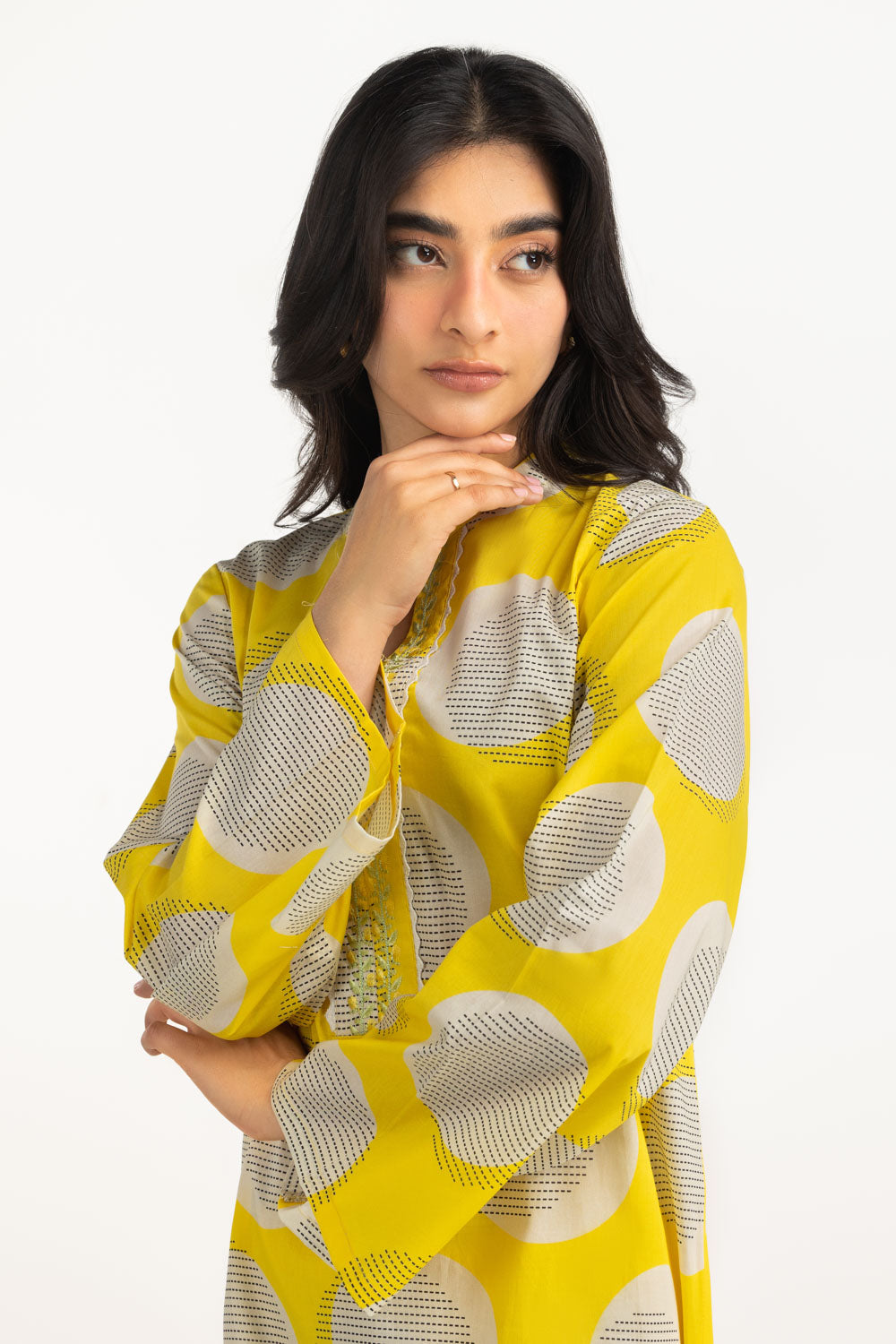 Cambric Printed Co-Ord Set With Embroidered