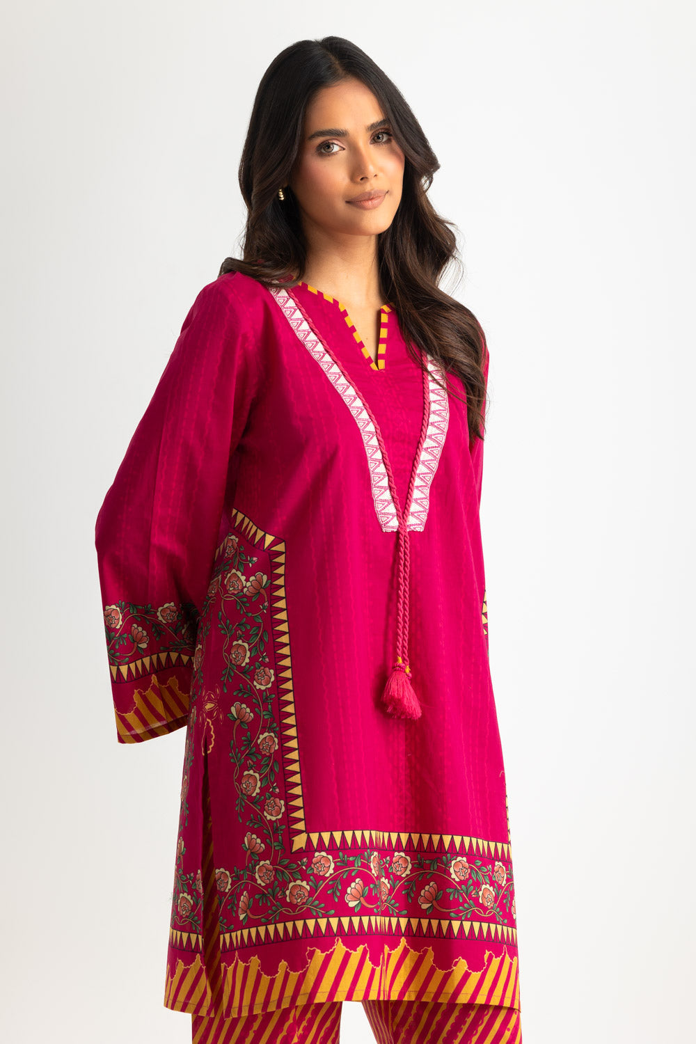 Cambric Printed Co-Ord Set With Embroidered