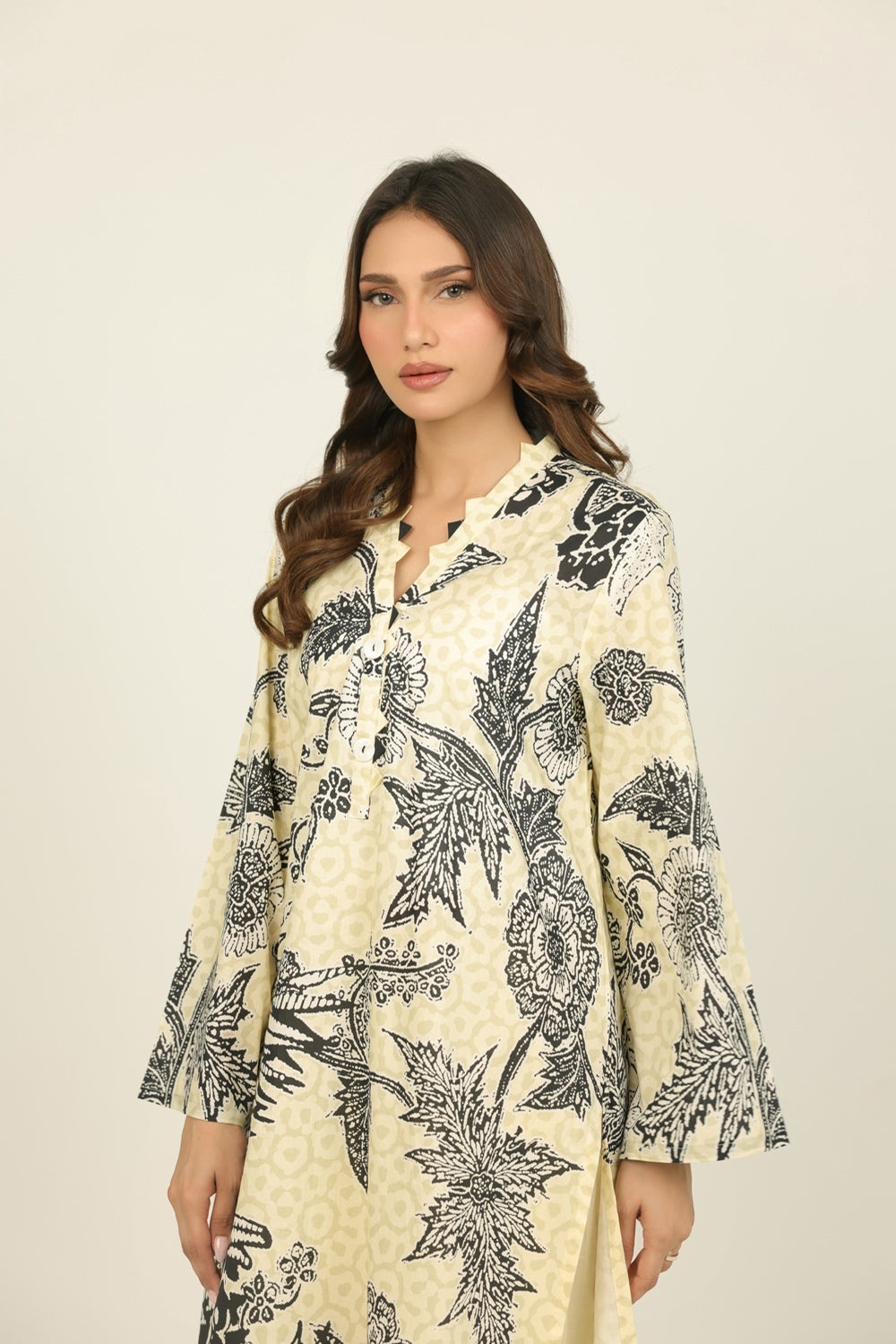 Cambric Printed Co-Ord Set With Embroidered