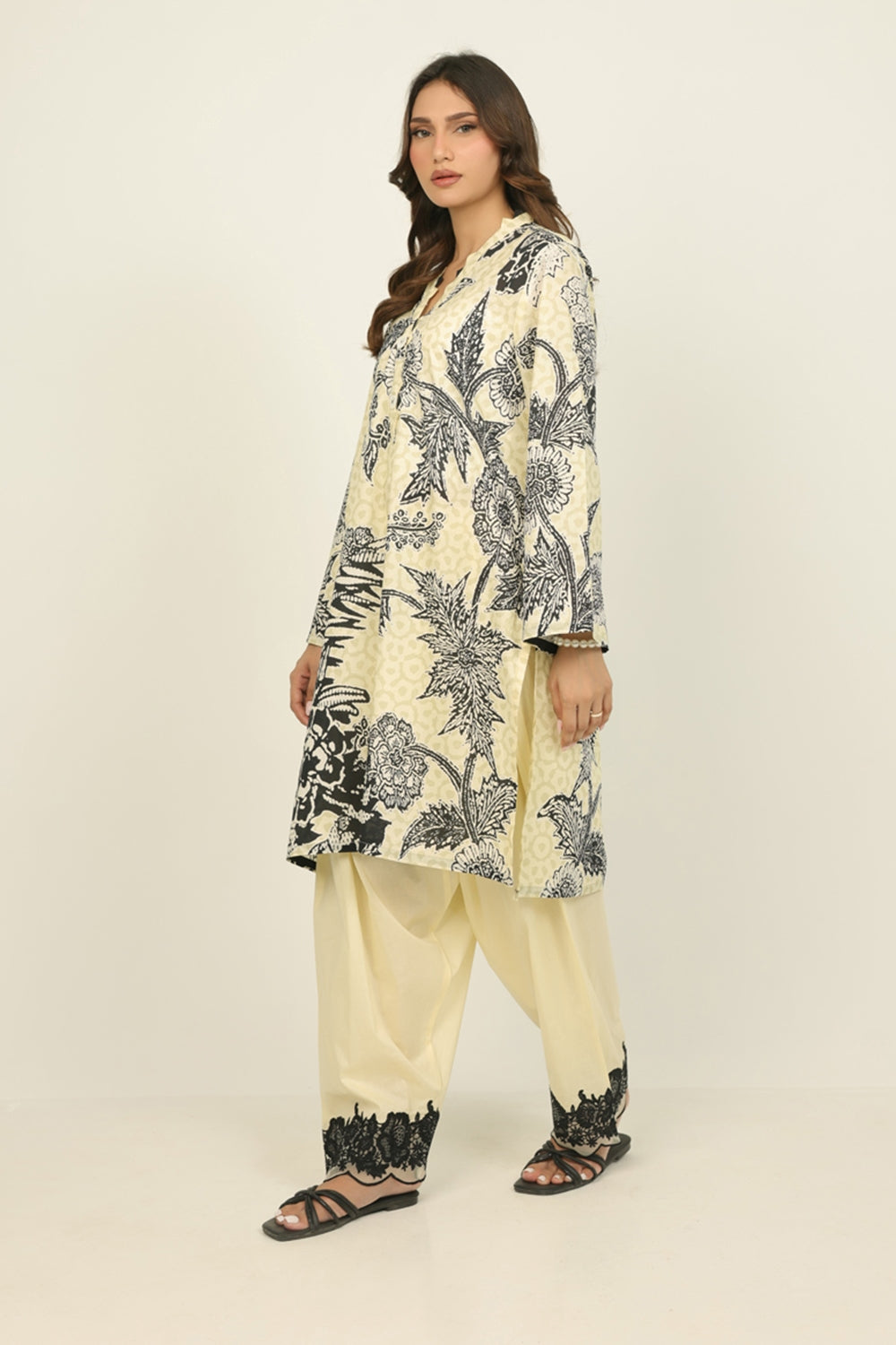 Cambric Printed Co-Ord Set With Embroidered