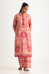 Cambric Printed Co-Ord Set With Embroidered