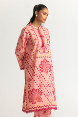 Cambric Printed Co-Ord Set With Embroidered