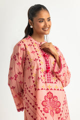 Cambric Printed Co-Ord Set With Embroidered