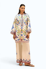 Cambric Printed Co-Ord Set With Embroidered