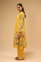 Cambric Printed Co-Ord Set With Embroidered