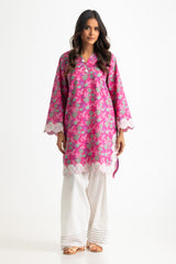 Cambric Printed Co-Ord Set With Embroidered