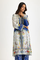 Cambric Printed Co-Ord Set With Embroidered