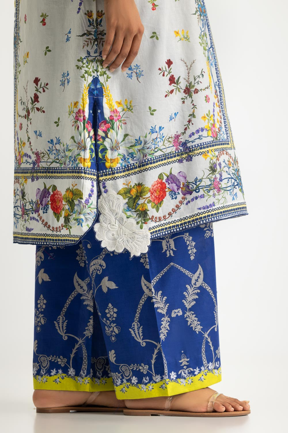Cambric Printed Co-Ord Set With Embroidered