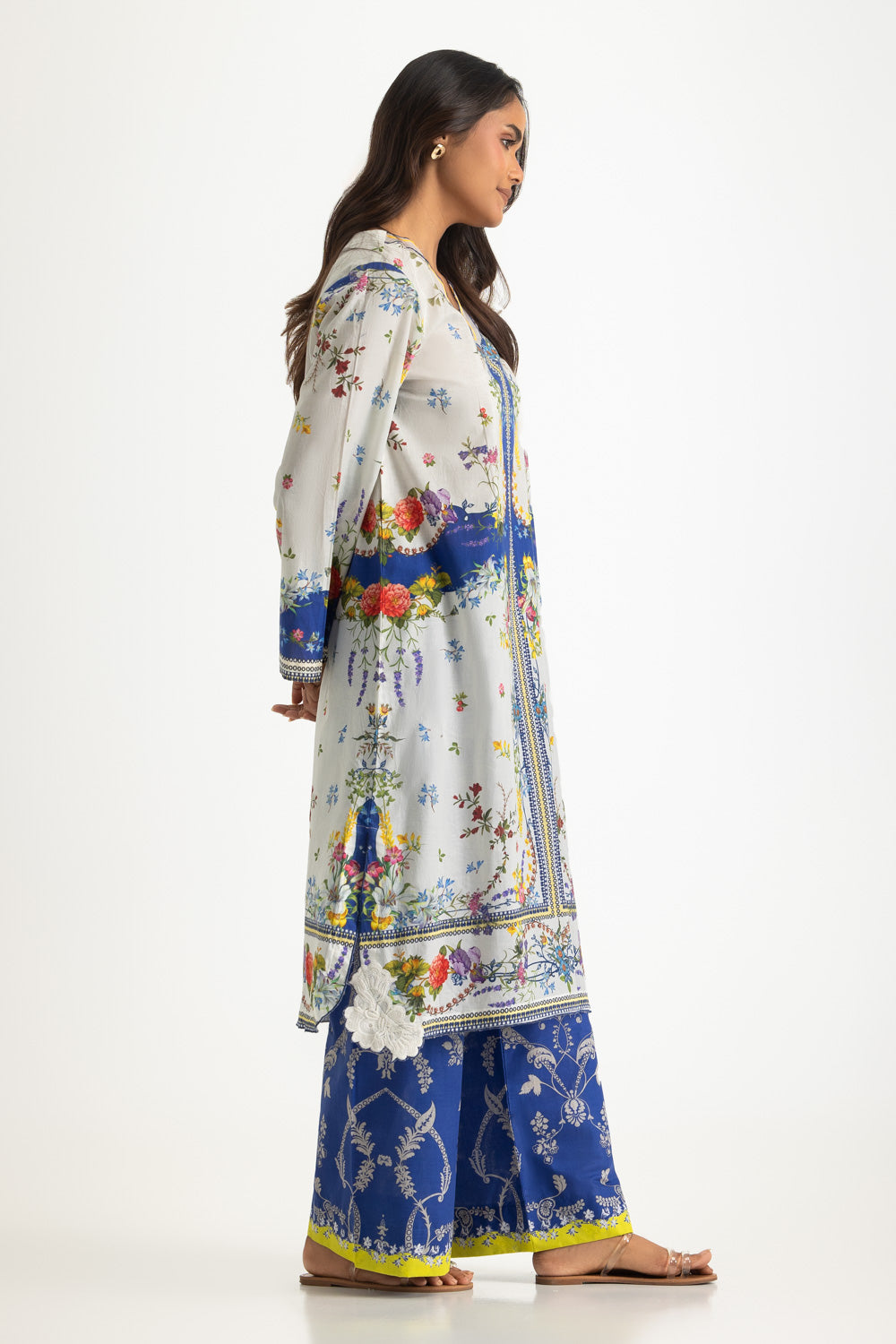 Cambric Printed Co-Ord Set With Embroidered