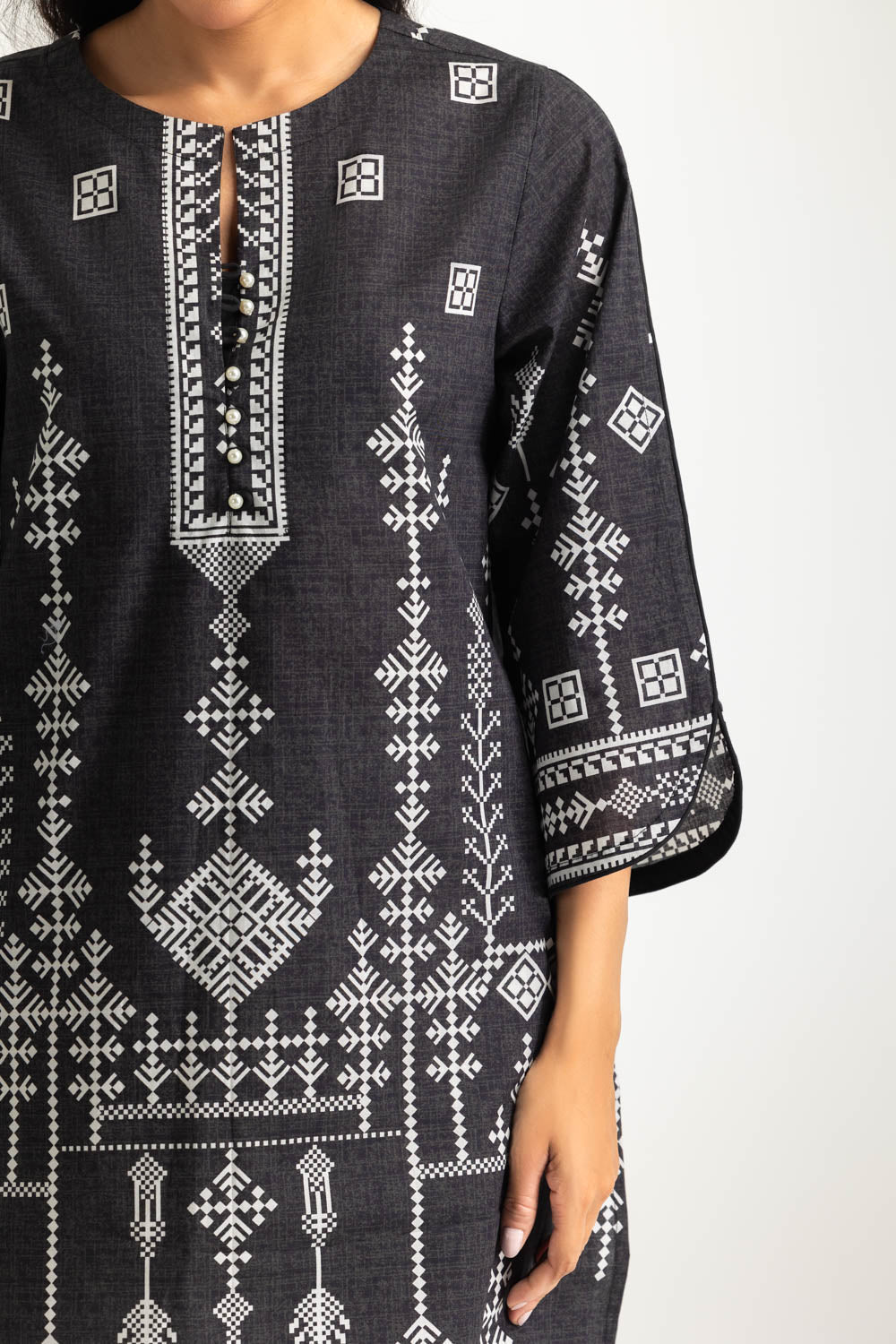 Cambric Printed Co-Ord Set With Embroidered