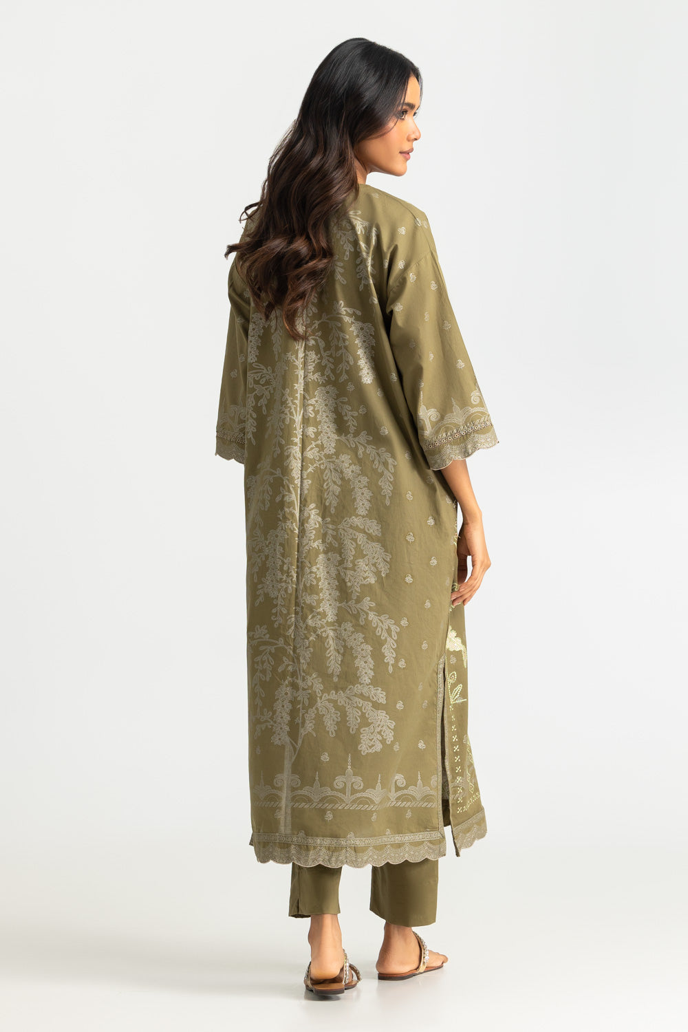 Cambric Printed Co-Ord Set With Embroidered