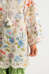 Cambric Printed Co-Ord Set With Embroidered
