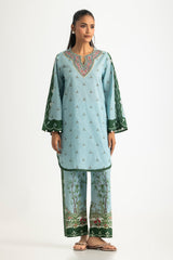 Cambric Printed Co-Ord Set With Embroidered