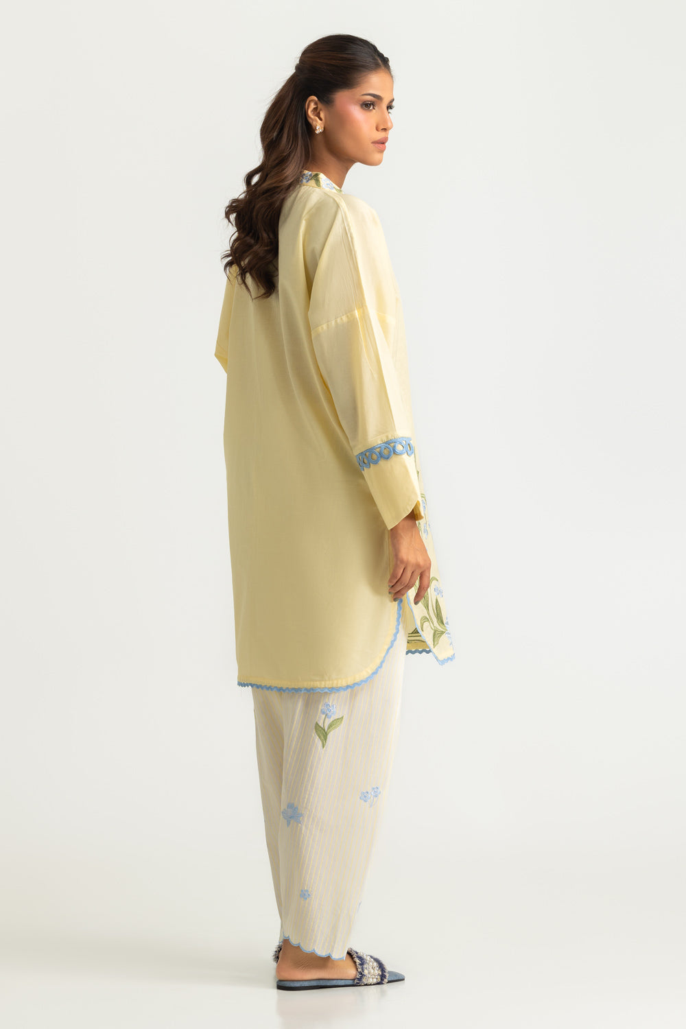 Cambric Printed Co-Ord Set With Embroidered