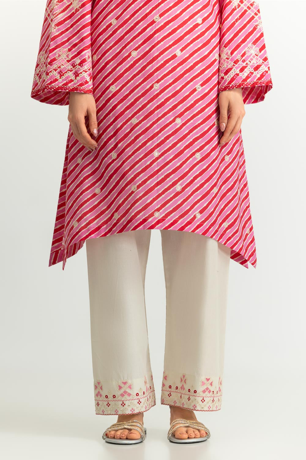 Cambric Printed Co-Ord Set With Embroidered