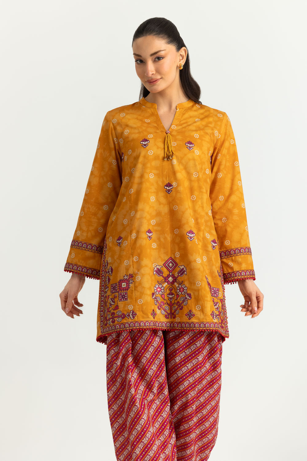 Cambric Printed Co-Ord Set With Embroidered