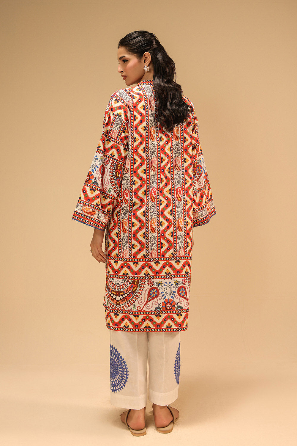 Cambric Printed Co-Ord Set With Embroidered Shirt
