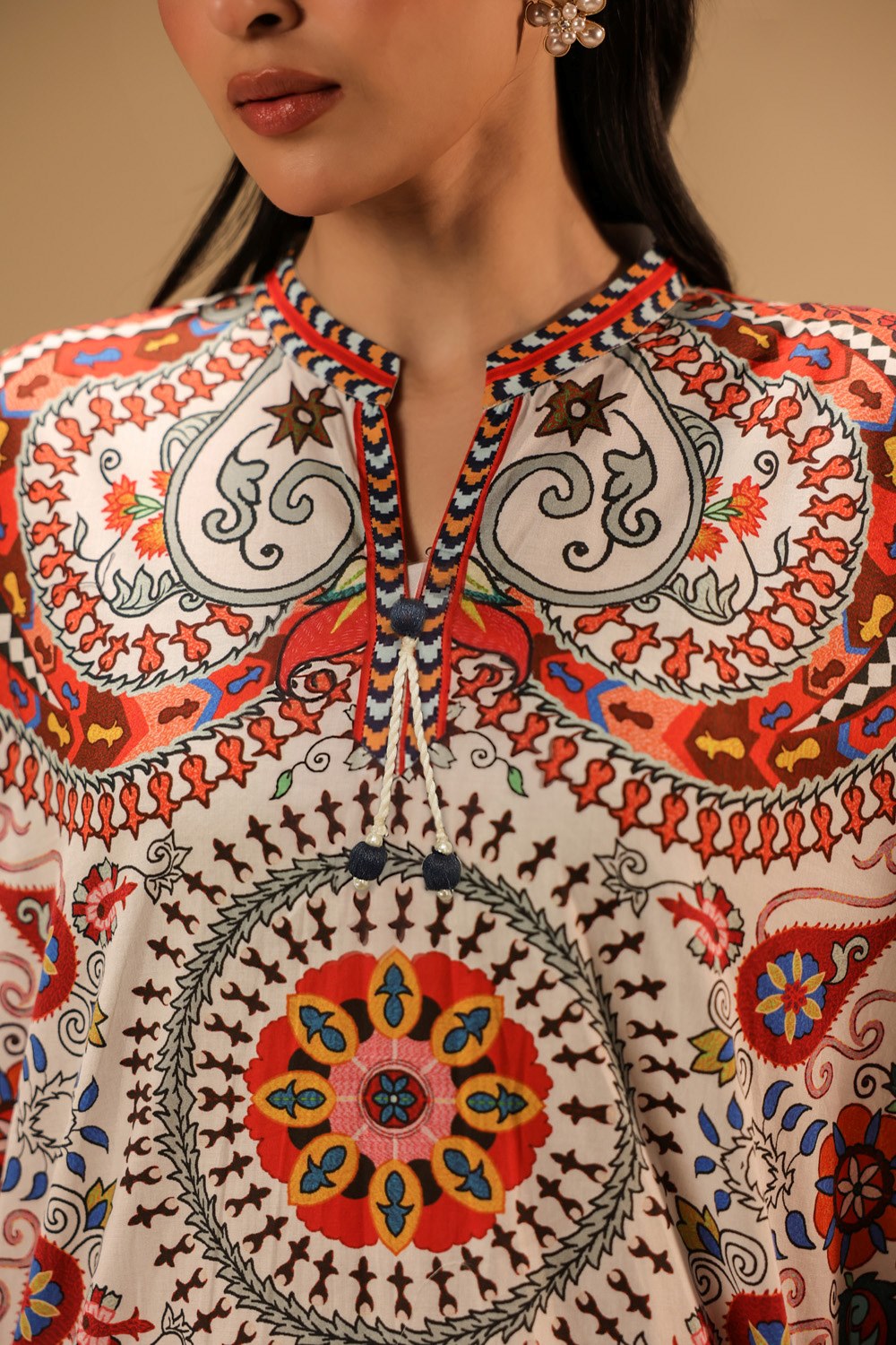Cambric Printed Co-Ord Set With Embroidered Shirt
