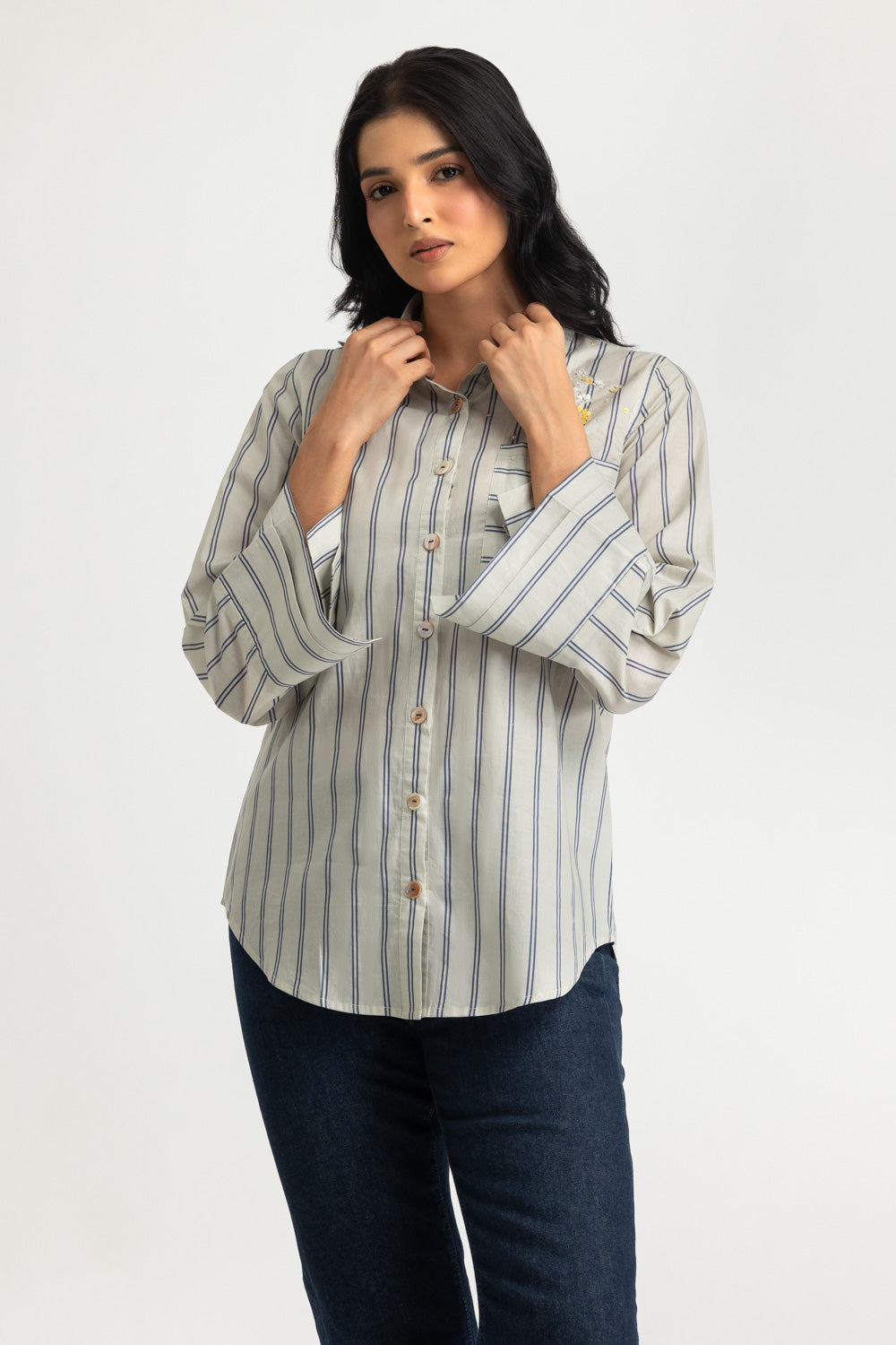 Cambric Printed Embellished Shirt