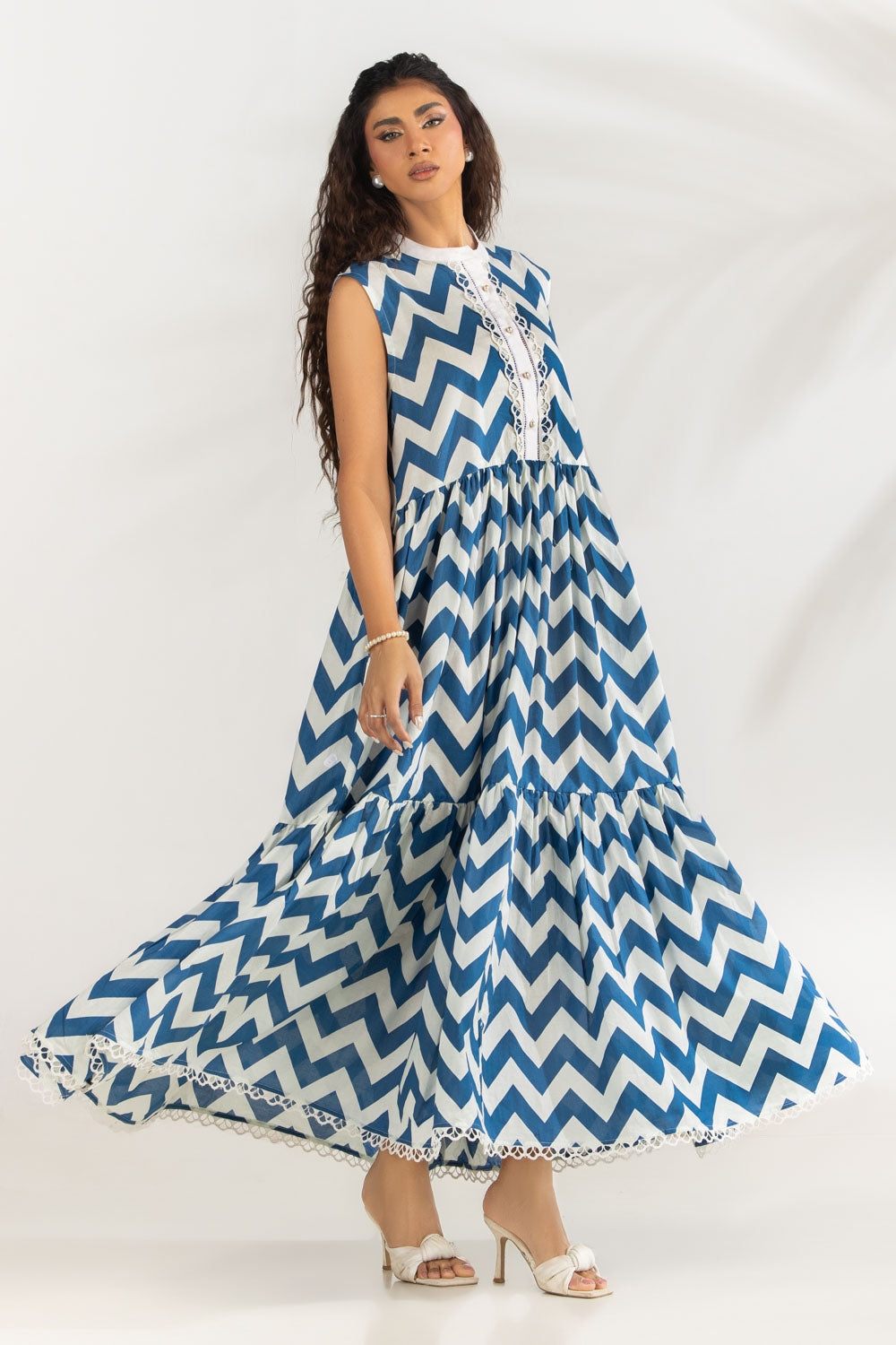 Cambric Printed Long Dress