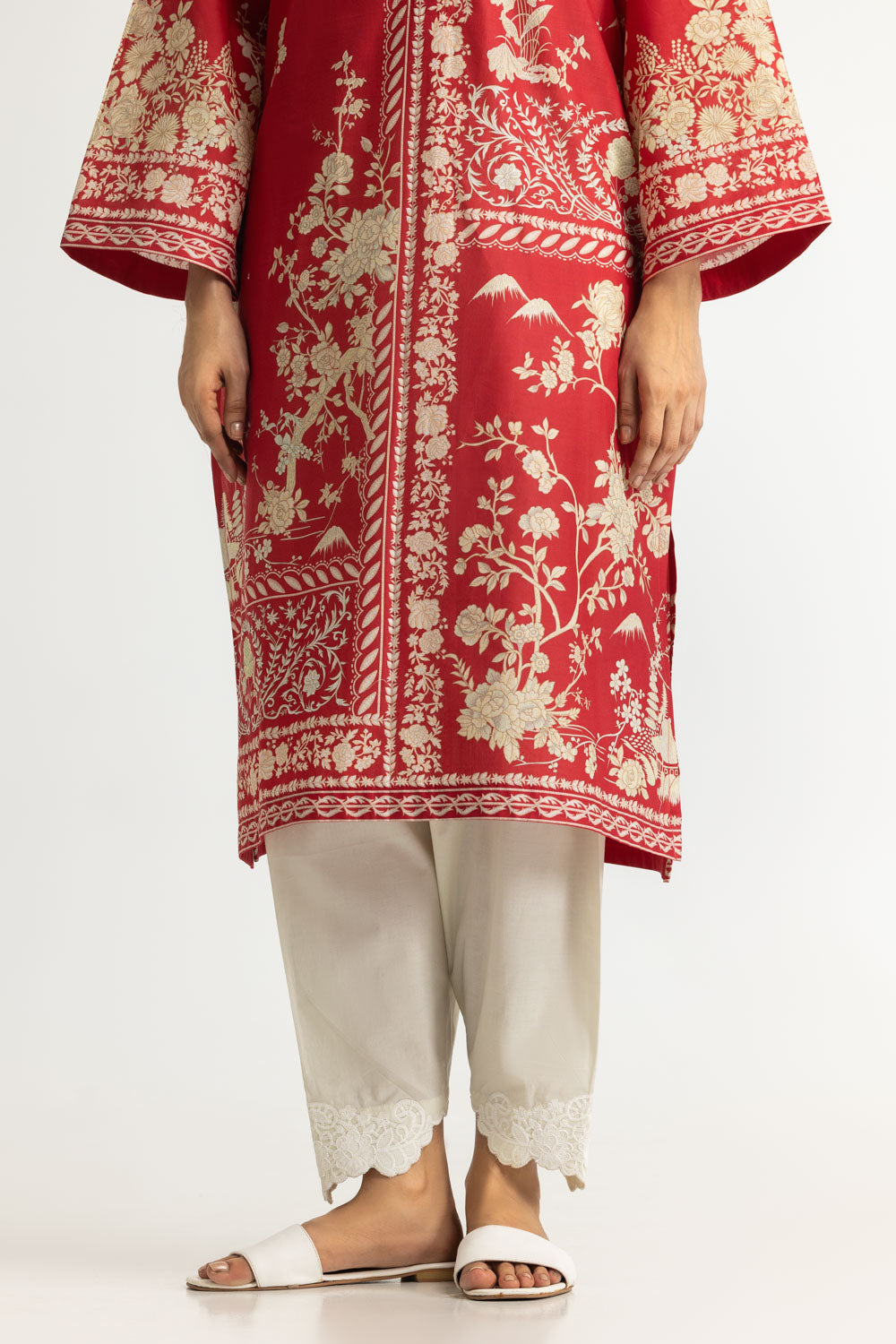 Cambric Printed Shirt And Embroidered Shalwar