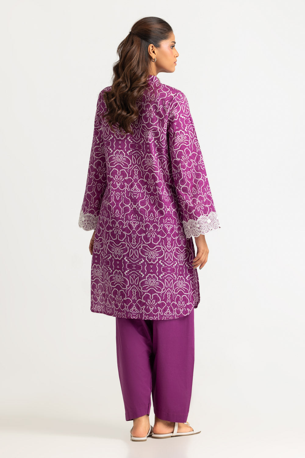 Cambric Printed Shirt With Embroidered And Dyed Shalwar