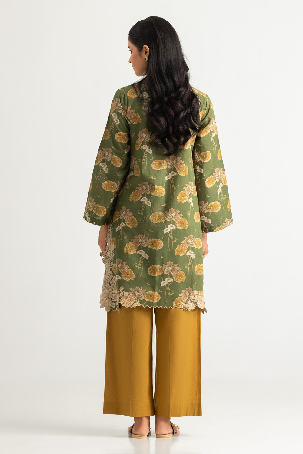 Cambric Printed Shirt With Embroidered And Dyed Trouser