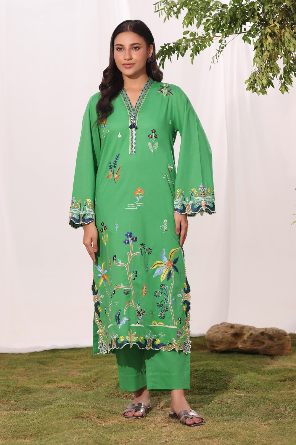 Cotton Bana Dora Embroidered Co-Ord Set