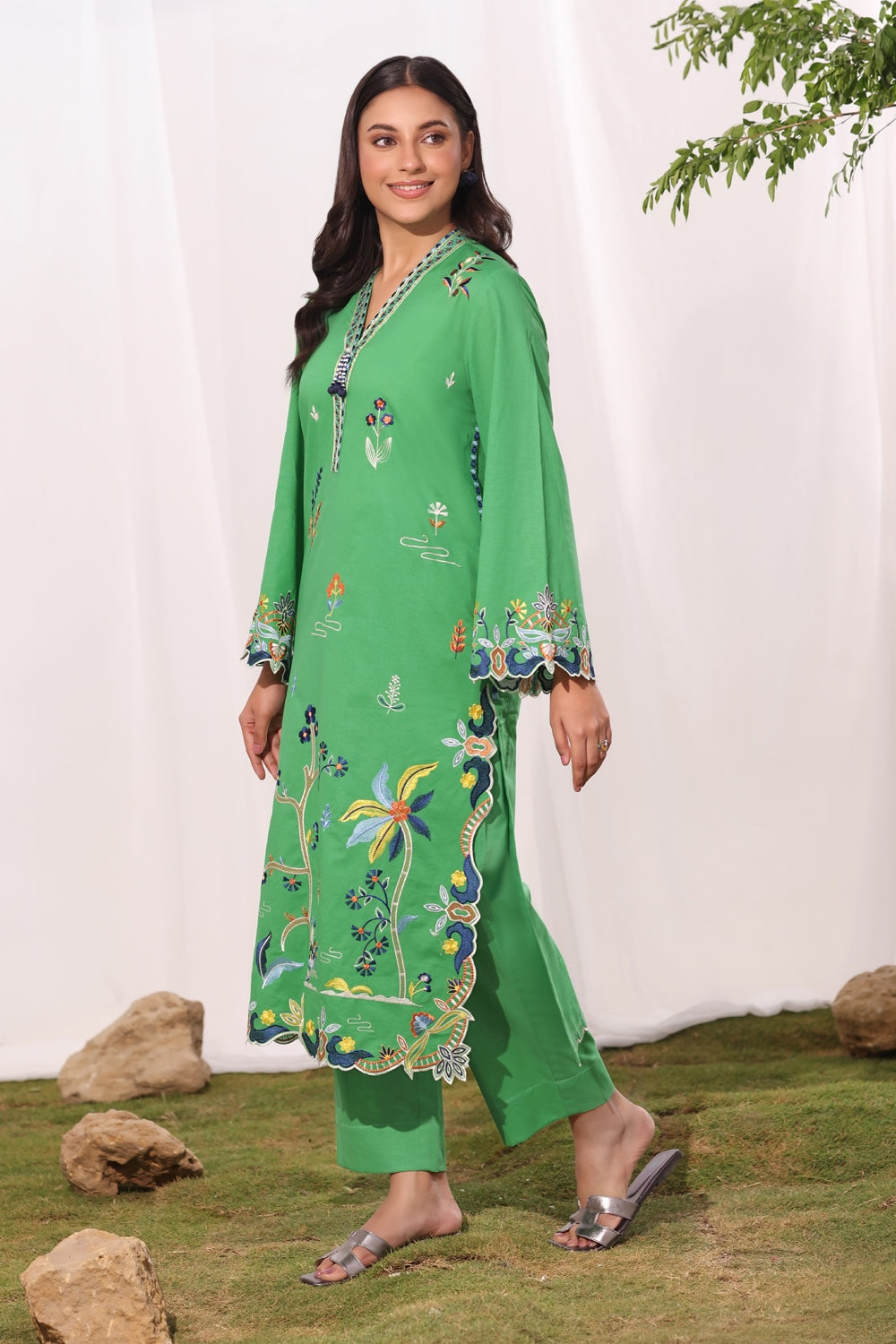 Cotton Bana Dora Embroidered Co-Ord Set