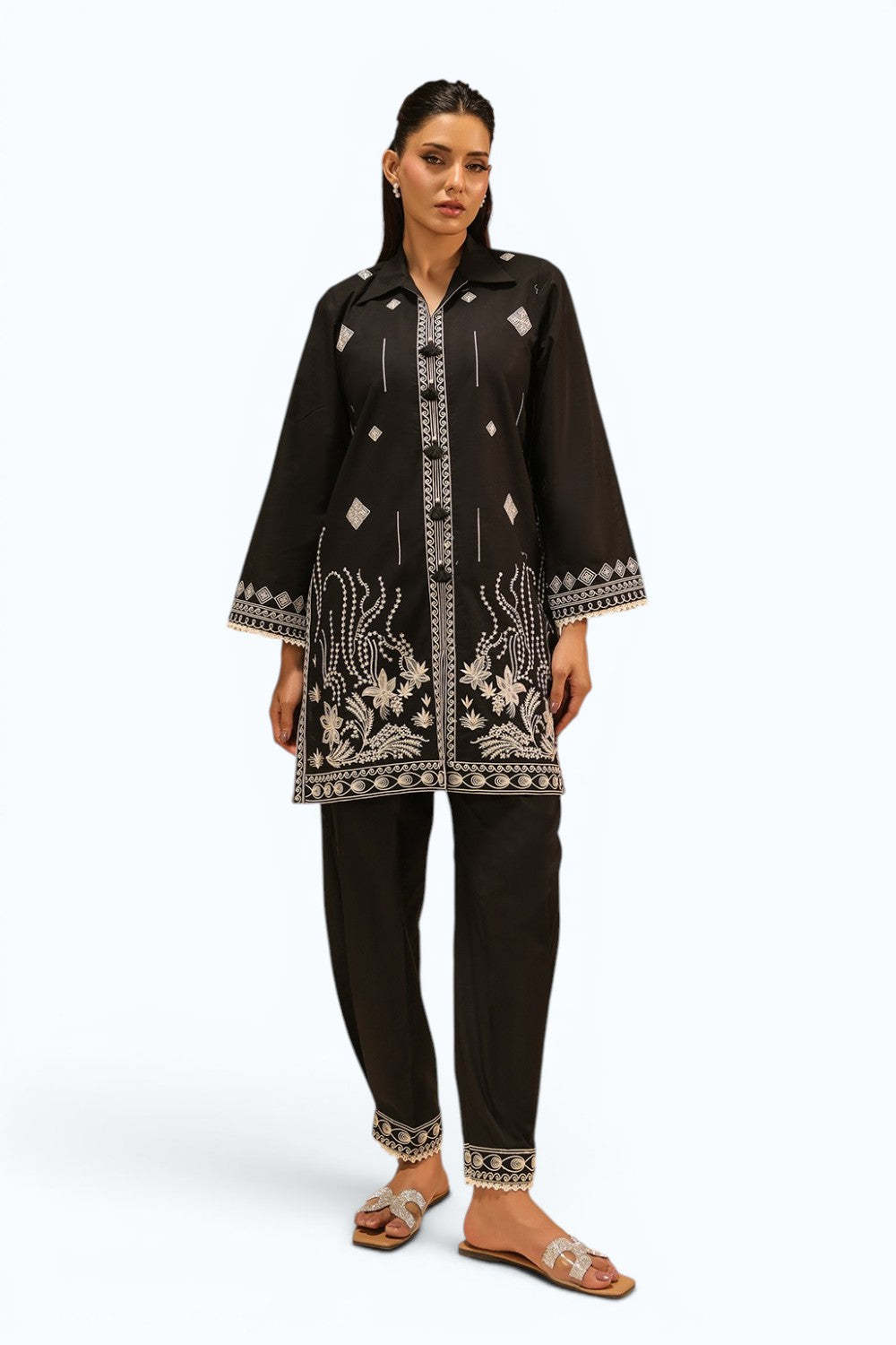 Cotton Bana Dora Embroidered Co-Ord Set