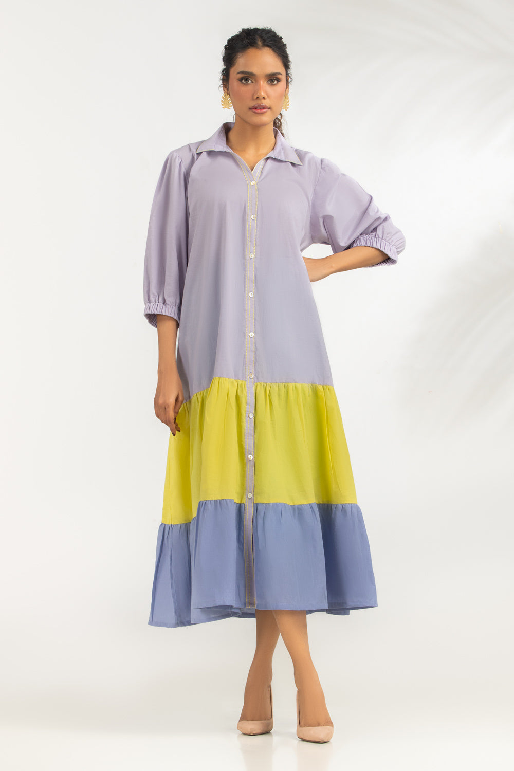 Cotton Bana dora Color Block Dyed Dress