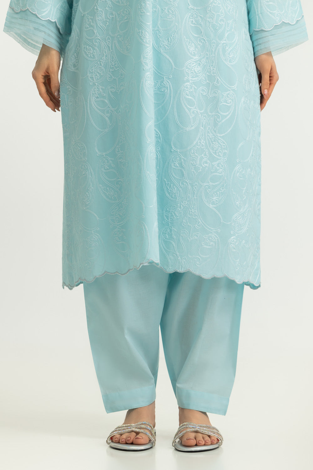 Cotton Embroidered Shirt And Dyed Shalwar