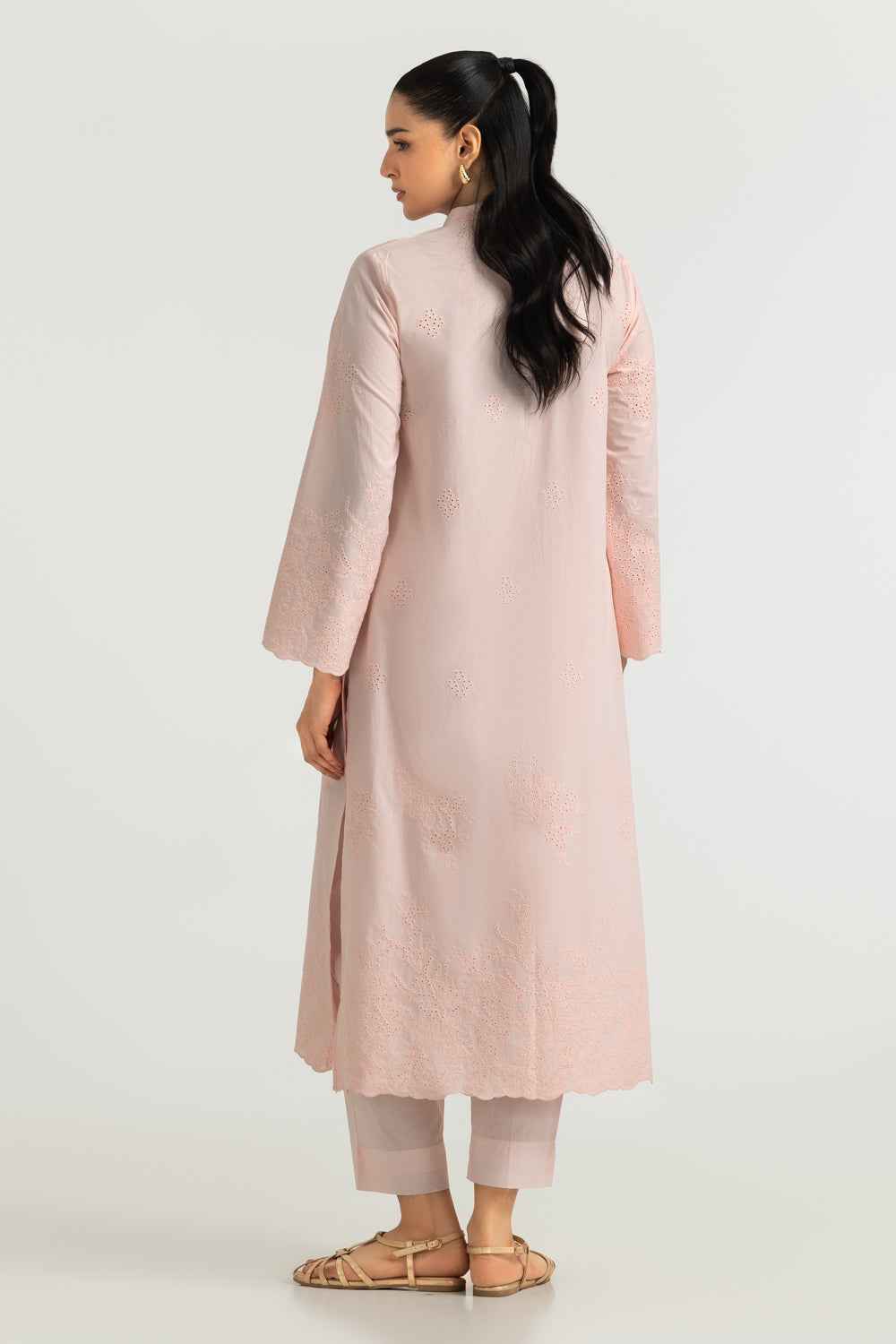 Cotton Embroidered Shirt And Dyed Trouser