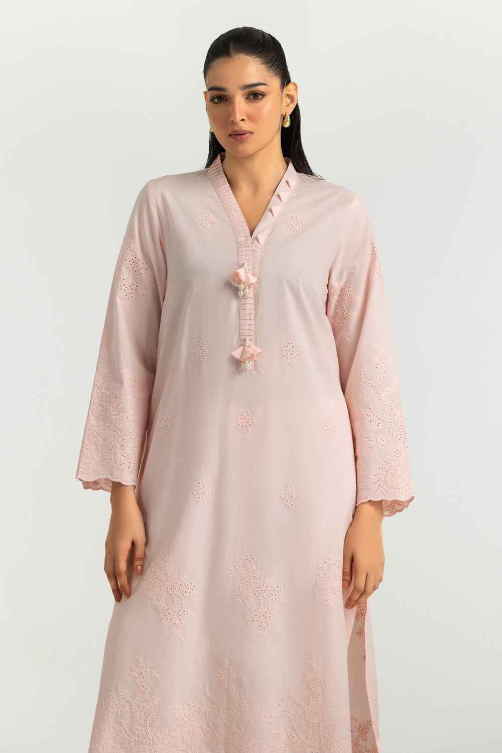 Cotton Embroidered Shirt And Dyed Trouser