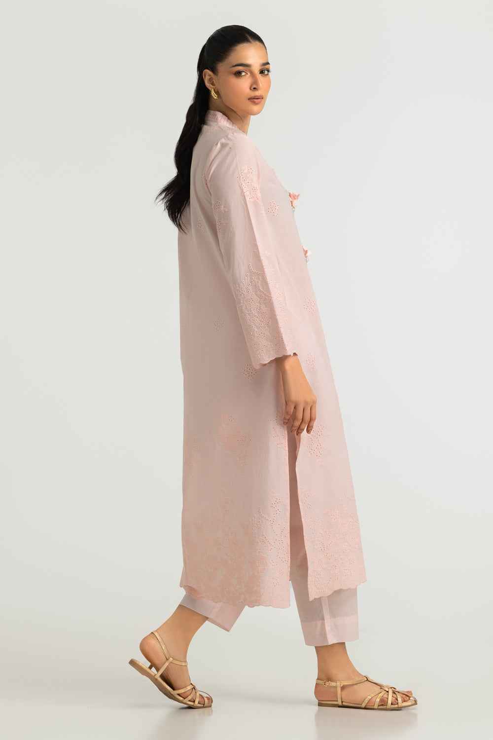 Cotton Embroidered Shirt And Dyed Trouser