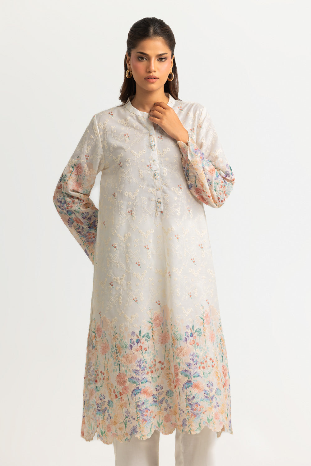 Cotton Printed Co-Ord Set With Embroidered
